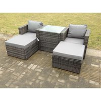 Gartenlounge Sofa Set Rattan Gartenmöbel Set Wetterfeste Polyrattan Sitzgruppe für Garten, Balkon,Terrasse Dunkelgrau Mischen - Fimous von FIMOUS