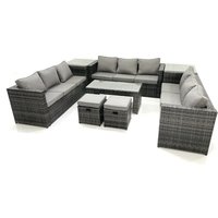Fimous - Gartenmöbel-Set 11-Sitzer Polyrattan Sofa Set mit Couchtisch 2 kleine Fußhockern 2 Beistelltischen Dunkelgrau Gemischt Fimous - Gartenmöbel-Set 11-Sitzer Polyrattan Sofa Set mit Couchtisch 2 kleine Fußhockern 2 Beistelltischen Dunkelgrau Gemischt von FIMOUS