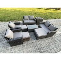 Gartenmöbel Set 9 Stücke Rattanmöbel für draußen Gartensofa Stuhl set mit Couchtisch 3 Hocker Beistelltische Dunkelgrau Gemischt - Fimous Gartenmöbel Set 9 Stücke Rattanmöbel für draußen Gartensofa Stuhl set mit Couchtisch 3 Hocker Beistelltische Dunkelgrau Gemischt - Fimous von FIMOUS