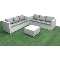 Fimous - Gartenmöbel im Freien Polyrattan 6-Sitzer Rattan Garten Sofa Set Hellgrau gemischt von FIMOUS