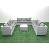 Gartenmöbel im Freien Polyrattan 9-Sitzer Rattan Garten Sofa Set Hellgrau gemischt - Fimous von FIMOUS