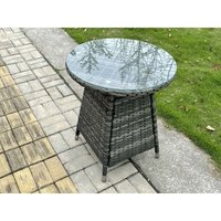 Gartentisch Polyrattan Runder Tisch Balkontisch Outdoor Gartenmöbel Terrassentisch Dunkelgrau Gemischt - Fimous von FIMOUS