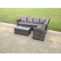 High Back Rattan Ecksofa Set Oblong Couchtisch Outdoor Möbel dunkelgrau Rechte Option - Fimous von FIMOUS