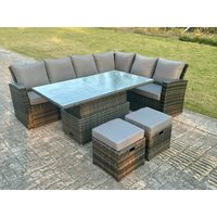 High Back Rattan Gartenmöbel Ecksofa Sets Einstellbarer Stehtisch Dark Mixed Grey 8-Sitzer rechte Ecke - Fimous von FIMOUS