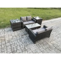 Hoher Rücken Rattan Gartenmöbel Sets mit Rechteckig Couchtisch 2 Beistelltische Dunkelgrau Gemischt - Fimous Hoher Rücken Rattan Gartenmöbel Sets mit Rechteckig Couchtisch 2 Beistelltische Dunkelgrau Gemischt - Fimous von FIMOUS