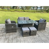 Lounge Rattan Gartenmöbel Set Steigender Verstellbarer Anhebender Esstisch Sets Gartensofa Sitzgruppe Liegestühle Fußhocker 6 Sitzer - Fimous von FIMOUS