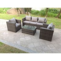 Fimous - Lounge Rattan Sofa Set Gartenmöbel im Freien mit 2 Stühlen und rechteckigem Couchtisch von FIMOUS