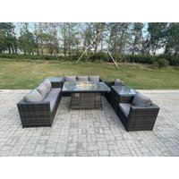 Outdoor Rattan Gartenmöbel Gas Feuerstelle Esstisch Sets Lounge Sessel Beistelltische Dunkelgrau Gemischt 8-Sitzer - Fimous Outdoor Rattan Gartenmöbel Gas Feuerstelle Esstisch Sets Lounge Sessel Beistelltische Dunkelgrau Gemischt 8-Sitzer - Fimous von FIMOUS