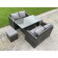 Poly Rattan Ecksofa Gartenmöbel Set Esstisch Höhe Einstellbar Steigender Hebetisch Zwei Sitzer Doppel Love Sofa - Fimous von FIMOUS