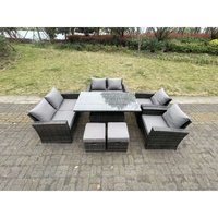 Polyrattan Gartenmöbel Set Einstellbare Höhe Esstisch Sessel Liebe Sofa Sets mit Hocker 8-Sitzer - Fimous von FIMOUS