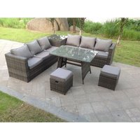 Polyrattan Gartenmöbelset Ecksofa Esstisch mit 2 Fußhockernn - Fimous von FIMOUS