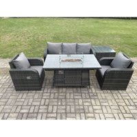 Polyrattan Gartenmöbelset Gasfeuerstelle Esstisch mit Sofa Beistelltisch - Fimous Polyrattan Gartenmöbelset Gasfeuerstelle Esstisch mit Sofa Beistelltisch - Fimous von FIMOUS