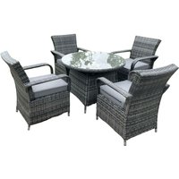 Rattan Gartenmöbel Essplatz Tisch und Stuhl Set Wicker Patio 4 Stühle Plus Runde Klar Gehärtetes Glas Tisch - Fimous von FIMOUS