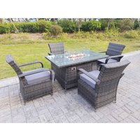 Rattan Gartenmöbel Gas Feuer Grube Rechteck Runde Esstisch Und Esszimmer Stühle 4 Sitzer für Rechteckige Tabelle - Fimous von FIMOUS