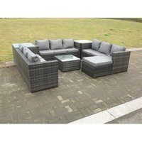 Rattan Gartenmöbel Set -10-Sitzer Lounge Sitzgruppe Set U-förmig Gartensofa Outdoor Balkonmöbel für Garten & Terrasse Grau Gemischt - Fimous von FIMOUS