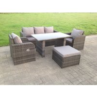 Rattan Gartenmöbel Set Verstellbarer Stuhl Sofa Lounge 3-Sitzer Sofa Rechteckiger Dining Schwarzer Glastisch Fußhocker - Fimous Rattan Gartenmöbel Set Verstellbarer Stuhl Sofa Lounge 3-Sitzer Sofa Rechteckiger Dining Schwarzer Glastisch Fußhocker - Fimous von FIMOUS