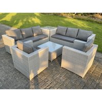 Rattan Gartenmöbel Set mit 2 Sessel Sofa Beistelltisch Quadrat Couchtisch Helles Grau - Fimous Rattan Gartenmöbel Set mit 2 Sessel Sofa Beistelltisch Quadrat Couchtisch Helles Grau - Fimous von FIMOUS