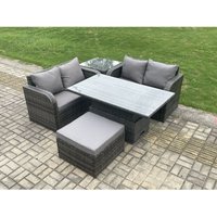 Rattan Möbel Garten Essgarnitur Höhenverstellbarer steigender Hubtisch Liebe Sofa Satz mit Beistelltisch Großer Fußhocker Dunkelgrau Gemischt - Fimous Rattan Möbel Garten Essgarnitur Höhenverstellbarer steigender Hubtisch Liebe Sofa Satz mit Beistelltisch Großer Fußhocker Dunkelgrau Gemischt - Fimous von FIMOUS
