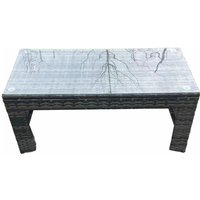 Rattan Oblong Rechteckiger Couch Tee Tisch Outdoor Gartenmöbel Patio Zubehör Dunkelgrau gemischt - Fimous von FIMOUS