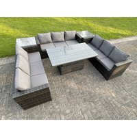 U Form Polyrattan Gartenmöbel Lounge Sofa Set Steigender Verstellbarer Anhebender Esstisch mit 2 Side Couchtisch - Fimous U Form Polyrattan Gartenmöbel Lounge Sofa Set Steigender Verstellbarer Anhebender Esstisch mit 2 Side Couchtisch - Fimous von FIMOUS