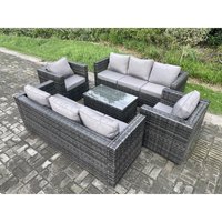 Fimous - Wicker pe Rattan Sofa Set Outdoor Patio Gartenmöbel mit 2 Sesseln Oblong Couchtisch Dunkelgrau Gemischt Fimous - Wicker pe Rattan Sofa Set Outdoor Patio Gartenmöbel mit 2 Sesseln Oblong Couchtisch Dunkelgrau Gemischt von FIMOUS