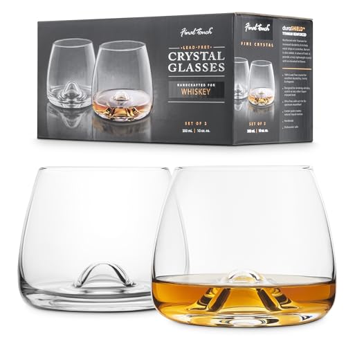 Final Touch 100% Lead-Free Crystal Whisky Glasses Whiskey Gläser Whiskeygläser Kristallglas Hergestellt mit DuraSHIELD Titanium verstärkt für erhöhte Haltbarkeit Hoch 9 cm 300ml - Packung mit 2 Stück von Final Touch