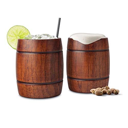 Final Touch Wood Barrel Tumblers Hölzerne Cocktailgläser Ideal für Cocktails, Biere oder Kaltgetränke GG1002 von Final Touch