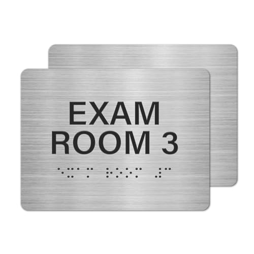 2 Stück Prüfungsraum 3 Schild 15 x 20 cm mit Blindenschrift und taktilen Identifikationsschildern von FINDAT