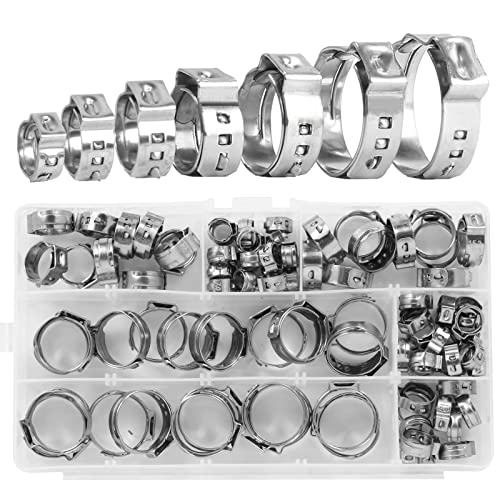 FINDIR 85 Stück Schlauchklemmen Edelstahl Set Schlauchschellen 7-21mm Einohr Schlauchklemmen Klein Rohrschellen Einzelohrschlauchklemmen Schlauchschellen Set für Schlauch von FINDIR