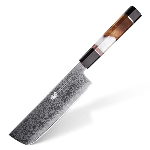 FINDKING 7-Zoll-Nakiri-Chefmesser, Scharfes Japanisches Gemüsemesser, Robustes Milk-Street-Messer, Stylisches Usuba-Messer, Perfektes Küchenmesser für Zuhause (BLACK-ROSE-Serie) von FINDKING