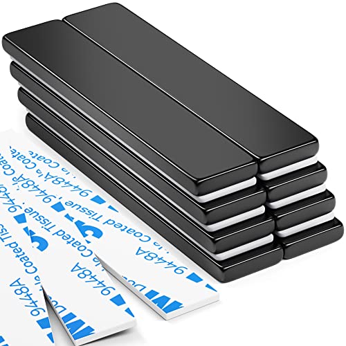 FINDMAG Starke Magnet, 8 Stück 60 x 10 x 3 mm Schwarz Stabmagnet, Neodym Magnete Extra Stark, Magnetleiste, Kühlschrankmagnete, Permanent Magnet mit Doppelseitigem Kleber für Werkzeuge Küche von FINDMAG