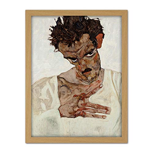 FINE ART PRINTS Egon Schiele Selbstporträt mit tiefem Kopf, groß, gerahmt, Kunstdruck, Wanddekoration, 45,7 x 61 cm von FINE ART PRINTS