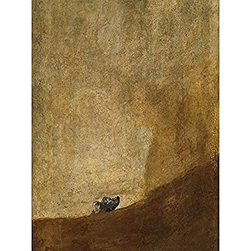 Fine Art Prints Kunstdruck auf Leinwand, Motiv: Goya Hund, Premium-Wanddekoration, Poster, Wandbild, Gold von Fine Art Prints