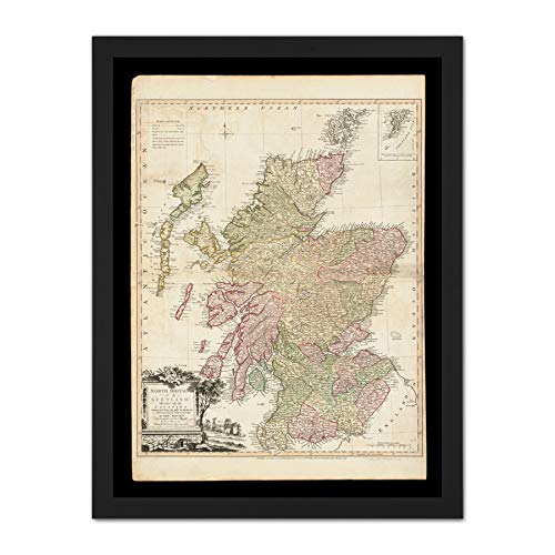 FINE ART PRINTS Kitchin 1778 Karte Schottland Counties North Britain Kunstdruck, gerahmt, 45,7 x 61 cm von FINE ART PRINTS
