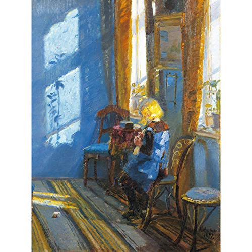 FINE ART PRINTS Kunstdruck auf Leinwand, Motiv Anna Ancher, Sonnenlicht im blauen Raum, extra groß von FINE ART PRINTS