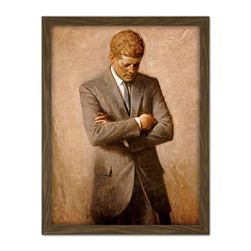 Fine Art Prints Shikler Offizielles Porträt US-Präsident John Kennedy JFK Gemälde Kunstwerk gerahmter Wandkunstdruck, 45,7 x 61 cm von Fine Art Prints
