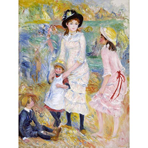 Renoir Kinder On The Seashore Guernsey Extra Large Wall Art Print Premium Leinwandbild von FINE ART PRINTS