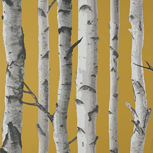 FINE DECOR UK Birke Trees SW Senf von FINE DECOR