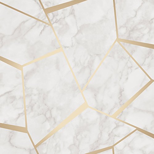 Fine Decor FD42265 Tapete, geometrisch, marmoriert, goldfarben/Weiß von FINE DECOR