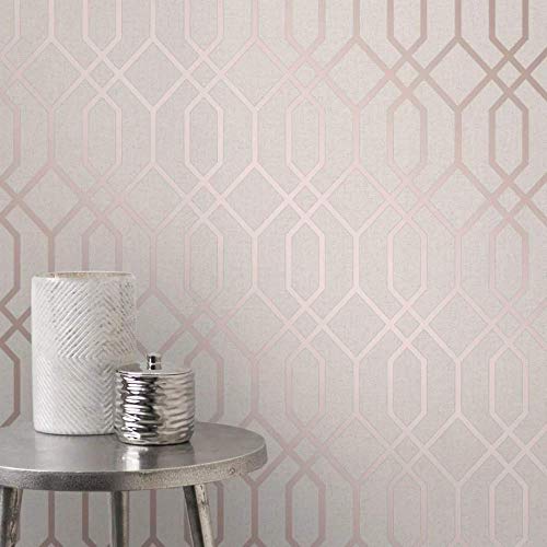 Fine Décor FD42306 geometrische Tapete, Quarz-Spalier, Beige und Roségold von FINE DECOR