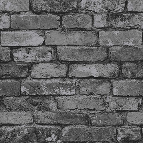 Fine Decor Rustic Brick Wallpaper Black / Charcoal von FINE DECOR