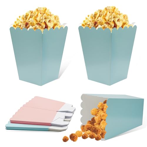 FINEASY 22 Stück Popcorntüten Klein Box Candy Container Partytüten für Salzstangen und Candybar Party Filmabend Geburtstagsfeier Snacks Behälter - Rosa Blaue (Blau) von FINEASY