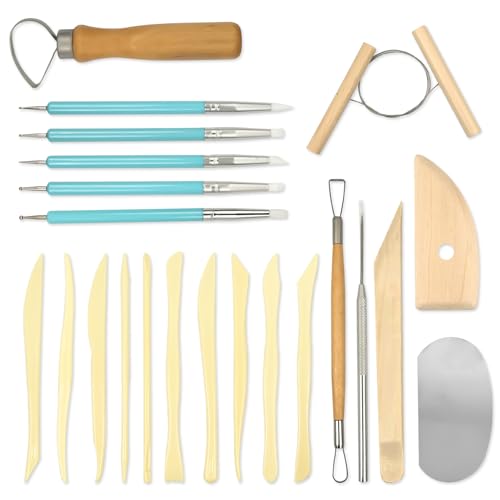FINEASY 22 Stück Töpferset, Modellierwerkzeug Ton Set, Töpferset für Zuhause, Holz Keramik Werkzeug, Töpfern Werkzeug, Hochwertige Töpferwerkzeug für Profis und Schnitzwerkzeug Anfänger FINEASY 22 Stück Töpferset, Modellierwerkzeug Ton Set, Töpferset für Zuhause, Holz Keramik Werkzeug, Töpfern Werkzeug, Hochwertige Töpferwerkzeug für Profis und Schnitzwerkzeug Anfänger von FINEASY