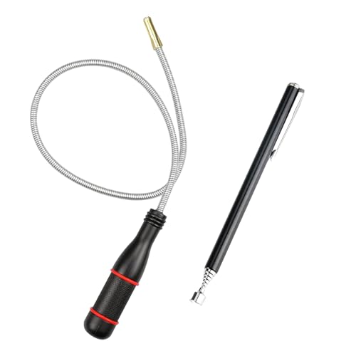 FINEASY Magnetheber Magnetstabgreifer mit 450mm Flexibler Schwanenhals, Tragbares Biegbares Magnetgreifer mit Edelstahl Teleskopmagnet Stabmagnet für Aufnehmen von kleinen Teilen Schlüsseln Autoteilen von FINEASY