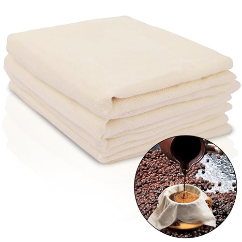 FINEASY Passiertuch Käsetuch 60x60cm Cheesecloth Leinentuch Baumwolle Filtertuch Waschbar und Wiederverwendbar Seihtuch für Hausgemachten Käse (4 Stück) von FINEASY