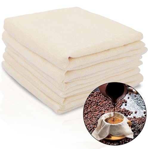 FINEASY Passiertuch Käsetuch 60x60cm Cheesecloth Leinentuch Baumwolle Filtertuch Waschbar und Wiederverwendbar Seihtuch für Hausgemachten Käse (6 Stück) von FINEASY