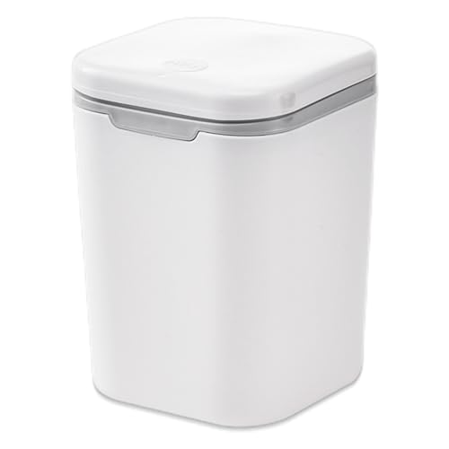 FINEASY Tischmülleimer Mit Deckel, 2L Mini Mülleimer, Tischabfalleimer Mit Deckel, Weiße Tisch Mülleimer Klein, Kleiner Mülleimer Kinderzimmer für Esszimmer Bad Büro Schlafzimmer Auto von FINEASY