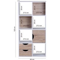 Design Bücherregal massa Modern Holz Weiß mit Türen Sonoma Eiche Ablagefächer Standregal freistehend Größe wählbar - Finebuy von FINEBUY