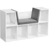 Finebuy - Design Regal mit Sitzfläche 101,5 x 61,5 x 30 cm Weiß Matt, Standregal mit Sitzauflage in Grau, Sitzbank mit 6 Fächern von FINEBUY