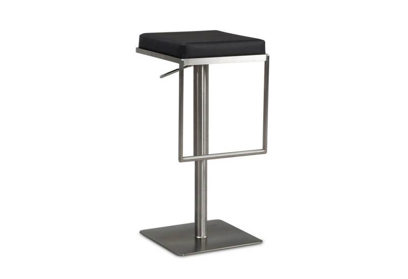 FINEBUY Barhocker FB101974 (Edelstahl Quadratisch, Barstuhl Gepolstert Schwarz), Design Tresenstuhl Modern, Tresenhocker Kunstleder von FINEBUY